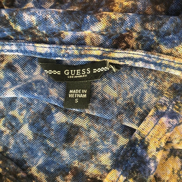 Guess Gauzy Sheer Long Sleeve V-Neck Top - Picture 6 of 8